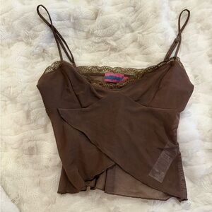 Edikted Brown Camisole with Lace Trim